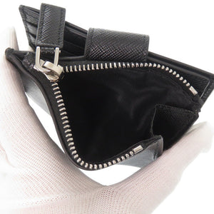 未使用品 プラダ トライアングルロゴ サフィアーノ 2MC066 ブラック 二つ折り財布 黒 0062【中古】PRADA メンズ