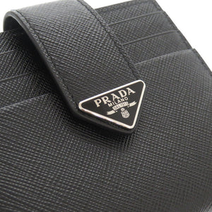 未使用品 プラダ トライアングルロゴ サフィアーノ 2MC066 ブラック 二つ折り財布 黒 0062【中古】PRADA メンズ