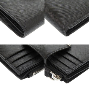 未使用品 プラダ トライアングルロゴ サフィアーノ 2MC066 ブラック 二つ折り財布 黒 0062【中古】PRADA メンズ