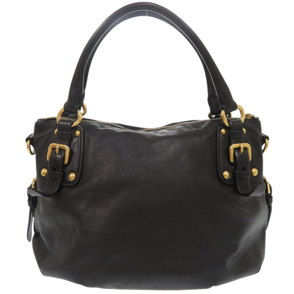 プラダ レザー ブラック 2WAY ハンドバッグ ショルダーバッグ 黒 0071【中古】PRADA