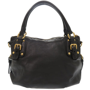 プラダ レザー ブラック 2WAY ハンドバッグ ショルダーバッグ 黒 0071【中古】PRADA