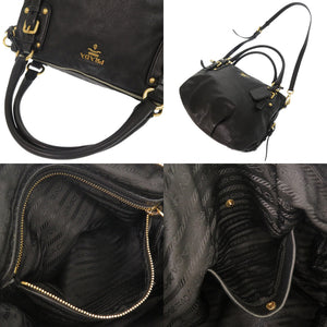 プラダ レザー ブラック 2WAY ハンドバッグ ショルダーバッグ 黒 0071【中古】PRADA