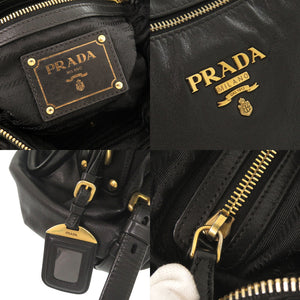 プラダ レザー ブラック 2WAY ハンドバッグ ショルダーバッグ 黒 0071【中古】PRADA