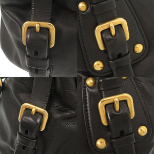 プラダ レザー ブラック 2WAY ハンドバッグ ショルダーバッグ 黒 0071【中古】PRADA