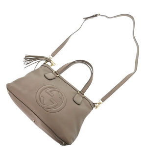美品 グッチ ソーホー インターロッキング 308362 レザー グレージュ 2way ハンドバッグ ベージュ 0077【中古】GUCCI