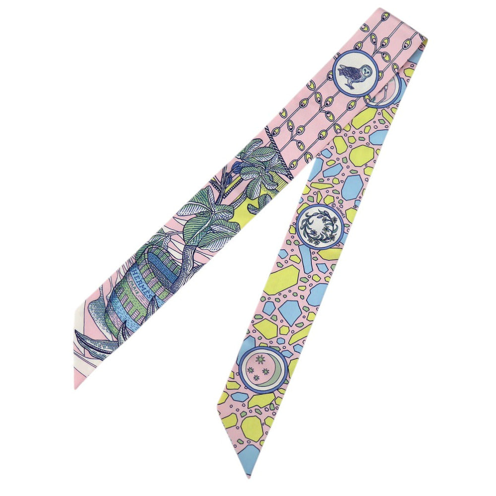 美品 エルメス LA DANSE DES AMAZONES アマゾンのダンス ツイリー TWILLY SCARF 063593S スカーフ シルク ROSE PALE 0112【中古】HERMES