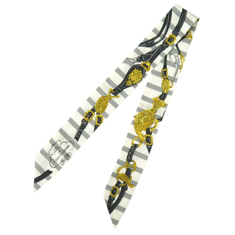 美品 エルメス BRIDES de GAL ツイリー Twilly ストライプ スカーフ シルク 0115【中古】HERMES