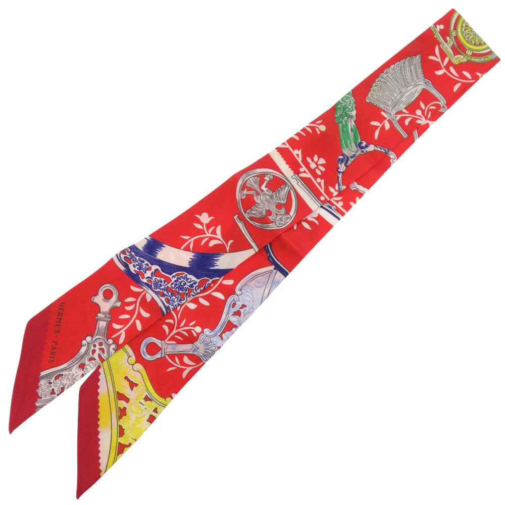 美品 エルメス ツイリー ETRIERS REMIX 鎧 リミックス シルク レッド スカーフ 赤 0128【中古】HERMES