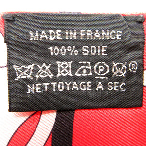 美品 エルメス ツイリー 乗馬の装具一式 スカーフ シルク ルージュ/クリーム/エベンヌ 0135【中古】HERMES