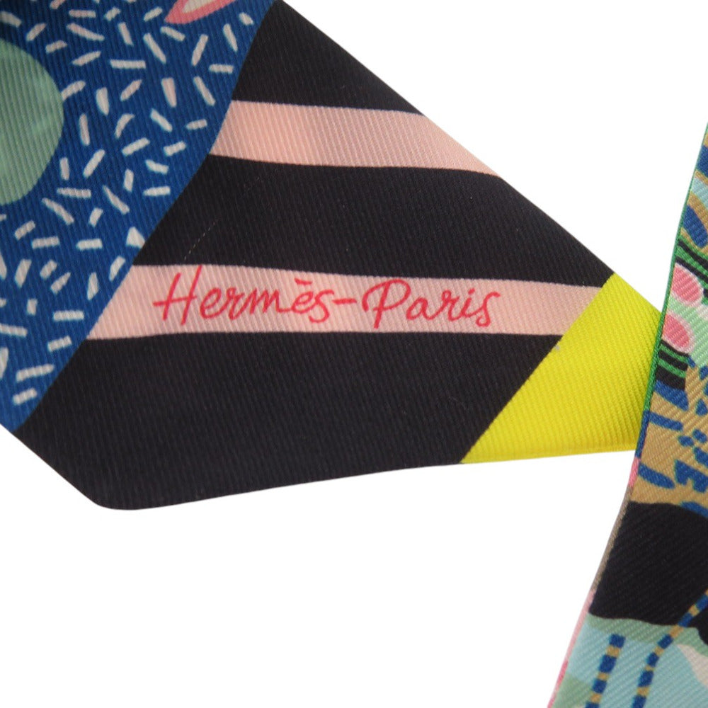 美品 エルメス アンリベルテ EN LIBERTE ツイリー Twilly スカーフ シルク ローズ 0143【中古】HERMES