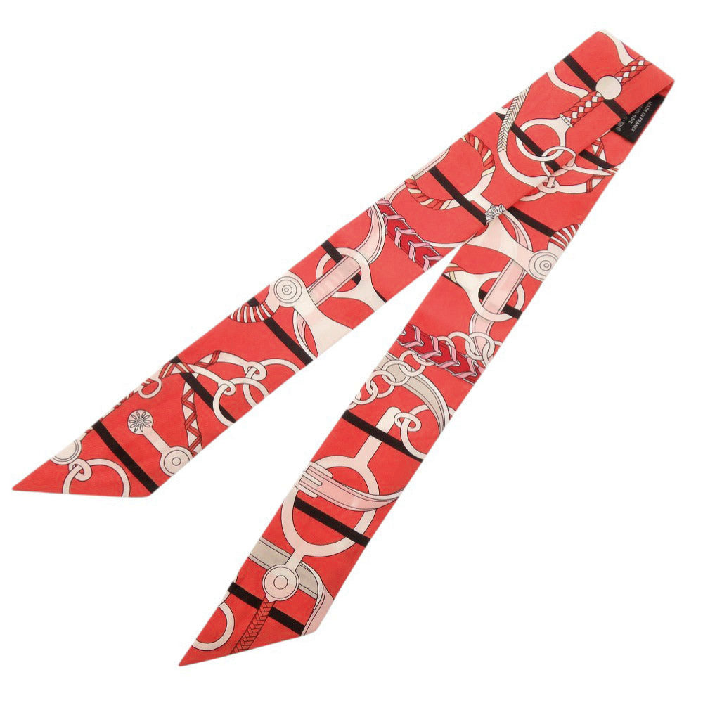 美品 エルメス ツイリー PANOPLIE EQUESTRE シルク レッド スカーフ 0152【中古】HERMES