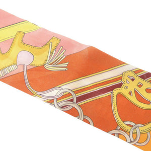 美品 エルメス ツイリー BRIDES ET GRIS GRIS 馬勒とチャーム シルク マルチカラー スカーフ 0155【中古】HERMES