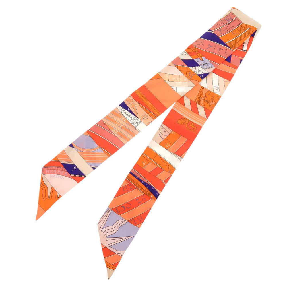 美品 エルメス ツイリー ASTROLOGIE NOUVELLE 新たなる占星術 シルク オレンジ スカーフ 0161【中古】HERMES