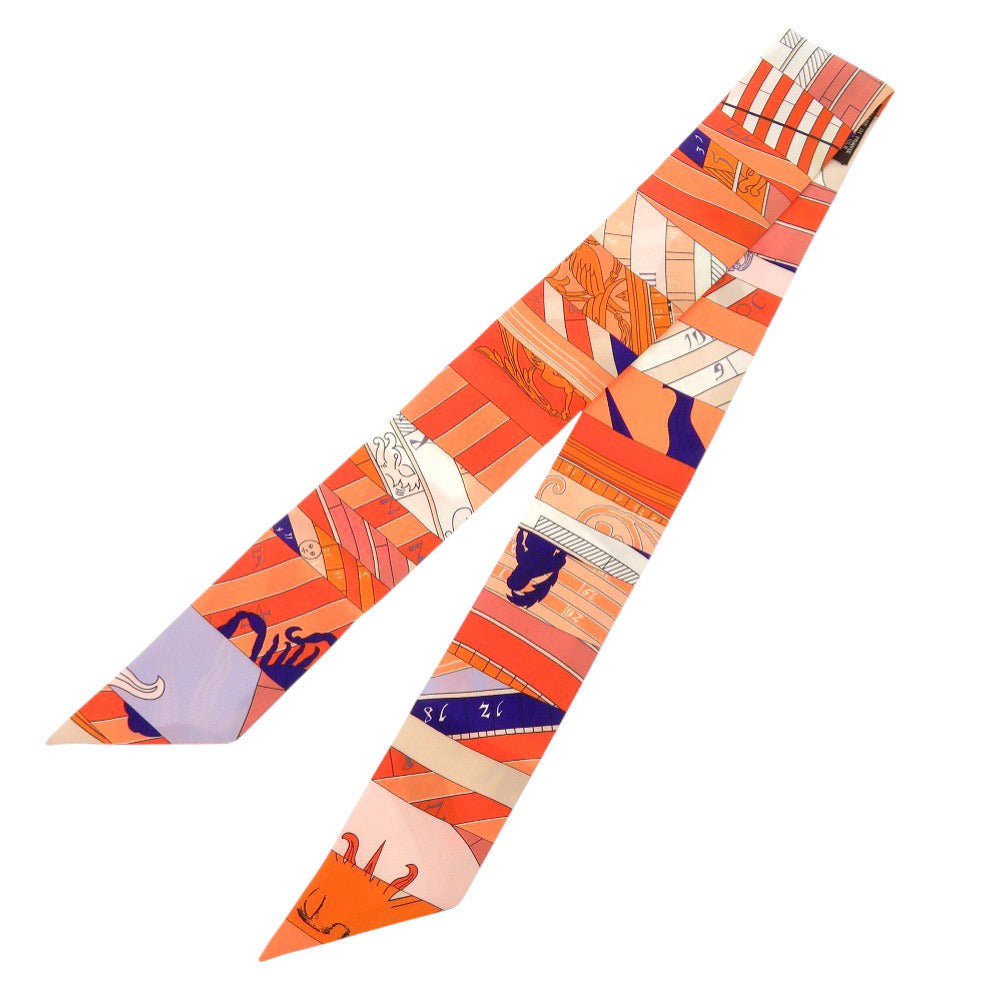 美品 エルメス ツイリー ASTROLOGIE NOUVELLE 新たなる占星術 シルク オレンジ スカーフ 0161【中古】HERMES