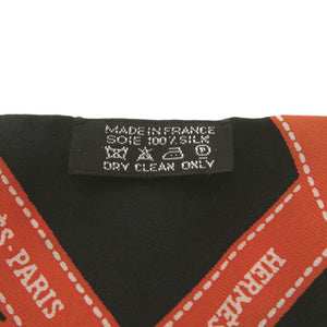 美品 エルメス リボン柄 ボルデュック柄 ツイリー Twilly スカーフ シルク ブラック 0164【中古】HERMES
