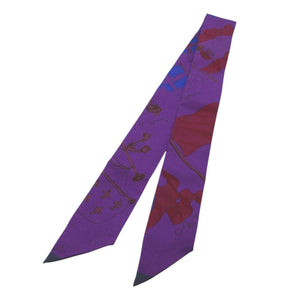 新品同様 エルメス ツイリー フラッグ 旗 スカーフ シルク パープル/ブルー 0168【中古】HERMES