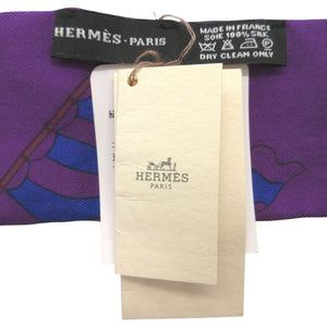 新品同様 エルメス ツイリー フラッグ 旗 スカーフ シルク パープル/ブルー 0168【中古】HERMES