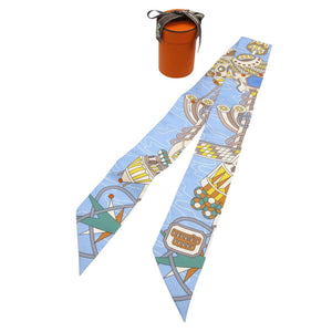 新品同様 エルメス ツイリー オデッセイ スカーフ シルク ベージュ/ブルーシエル/ジョーヌヴィフ 0175【中古】HERMES