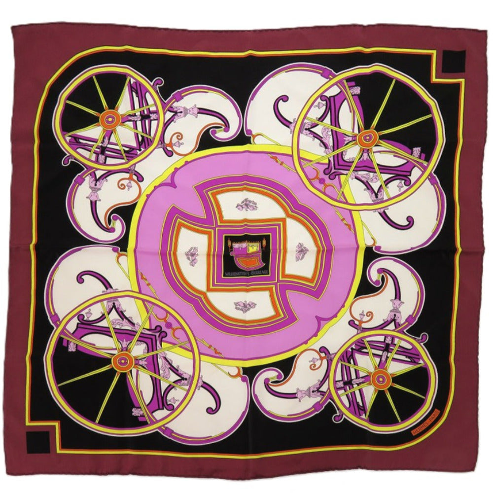 美品 エルメス カレ70 WASHINGTON'S CARRIAGE ジョージワシントンの馬車 シルク パープル スカーフ 紫 0181【中古】HERMES