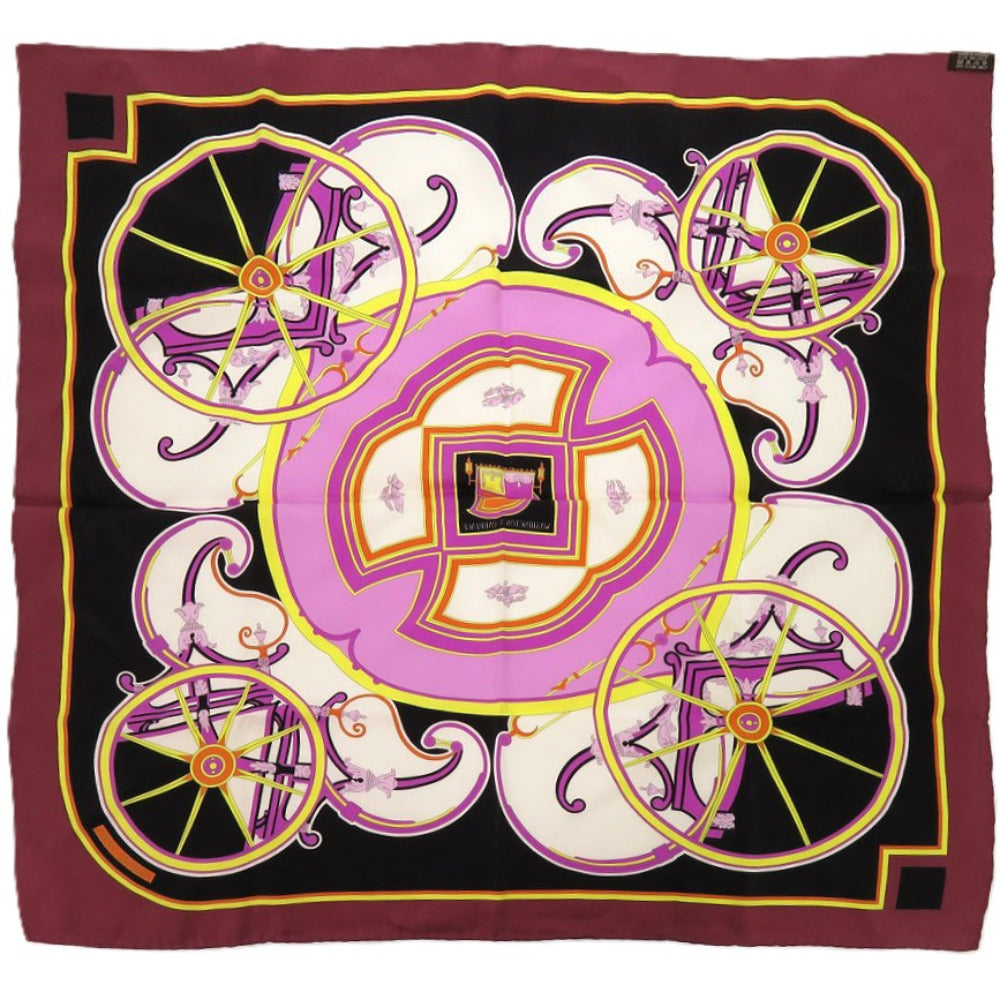 美品 エルメス カレ70 WASHINGTON'S CARRIAGE ジョージワシントンの馬車 シルク パープル スカーフ 紫 0181【中古】HERMES