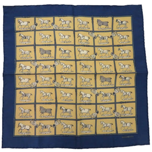 美品 エルメス プチカレ 馬柄 シルク イエロー 0184 黄 スカーフ【中古】HERMES