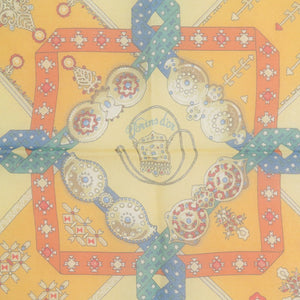 美品 エルメス カレ45 プチカレ Brins d'or 金の若枝 シルク マルチカラー スカーフ 0188【中古】HERMES