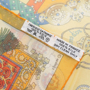 美品 エルメス カレ45 プチカレ Brins d'or 金の若枝 シルク マルチカラー スカーフ 0188【中古】HERMES