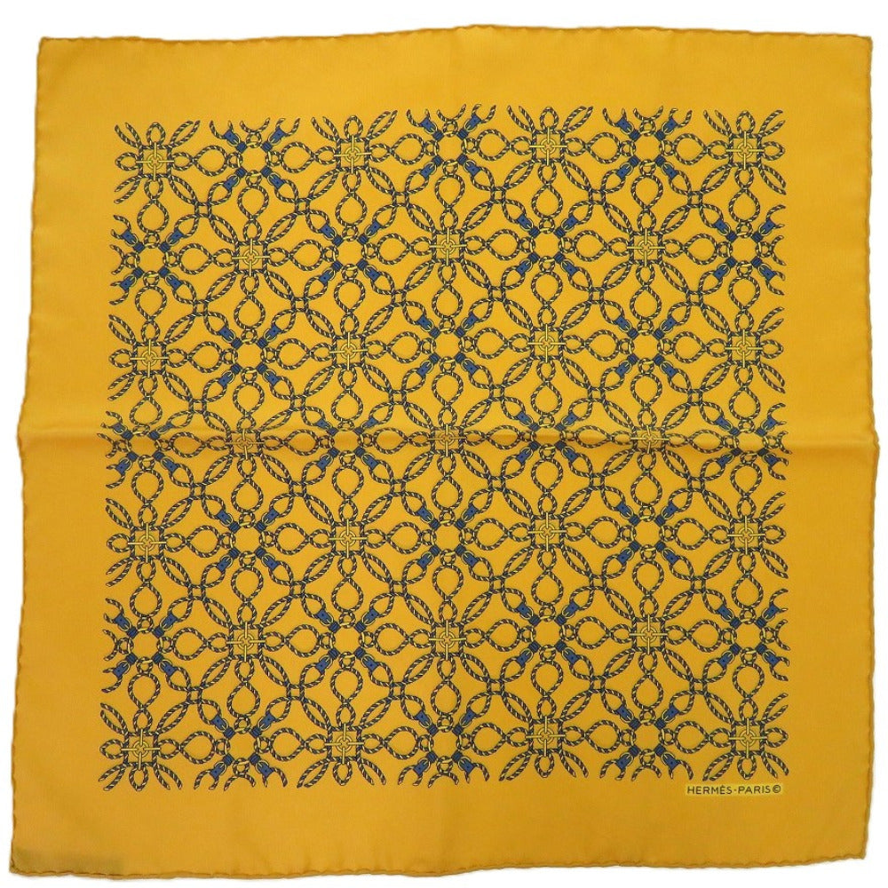 エルメス プチカレ 縄柄 シルク イエロー 黄 0189 スカーフ【中古】HERMES