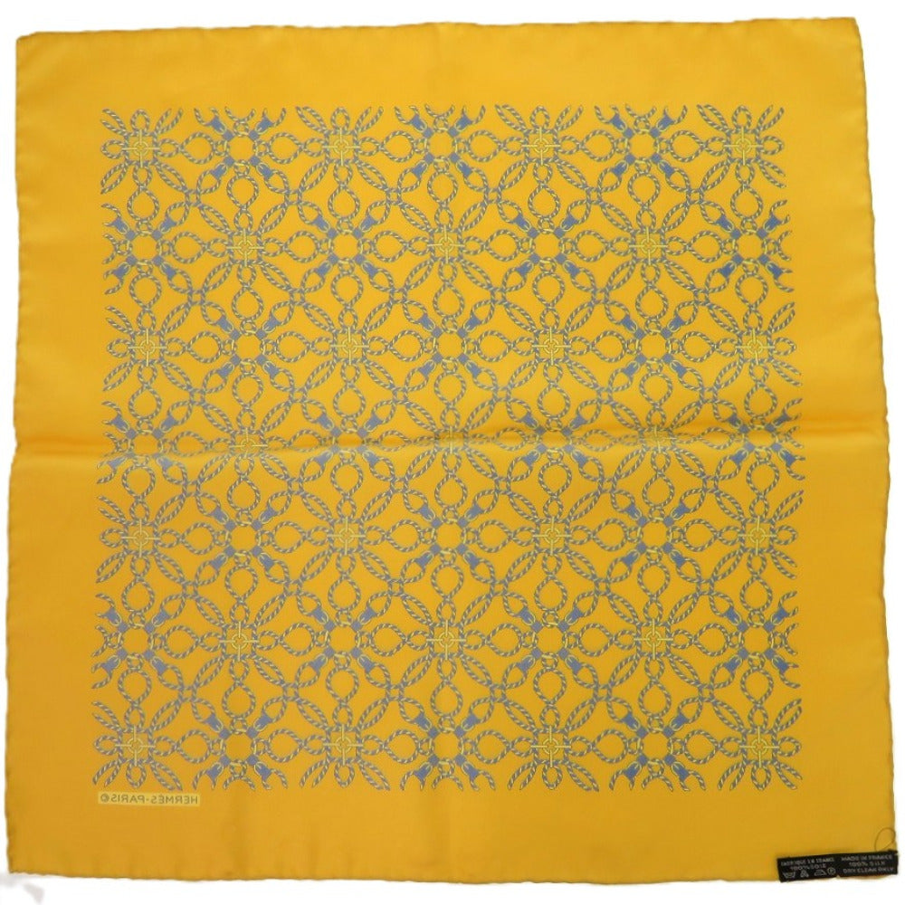 エルメス プチカレ 縄柄 シルク イエロー 黄 0189 スカーフ【中古】HERMES