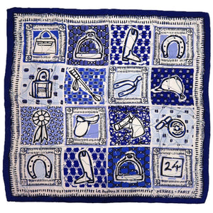 美品 エルメス カレ70 Le Boubou ブーブー シルク ブルー 青 スカーフ 0190【中古】HERMES