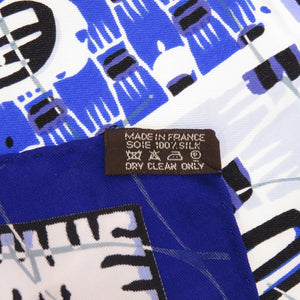 美品 エルメス カレ70 Le Boubou ブーブー シルク ブルー 青 スカーフ 0190【中古】HERMES