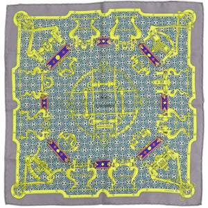 美品 エルメス カレ45 MORS et Gourmettes 馬銜と鎖 シルク マルチカラー スカーフ 0194【中古】HERMES