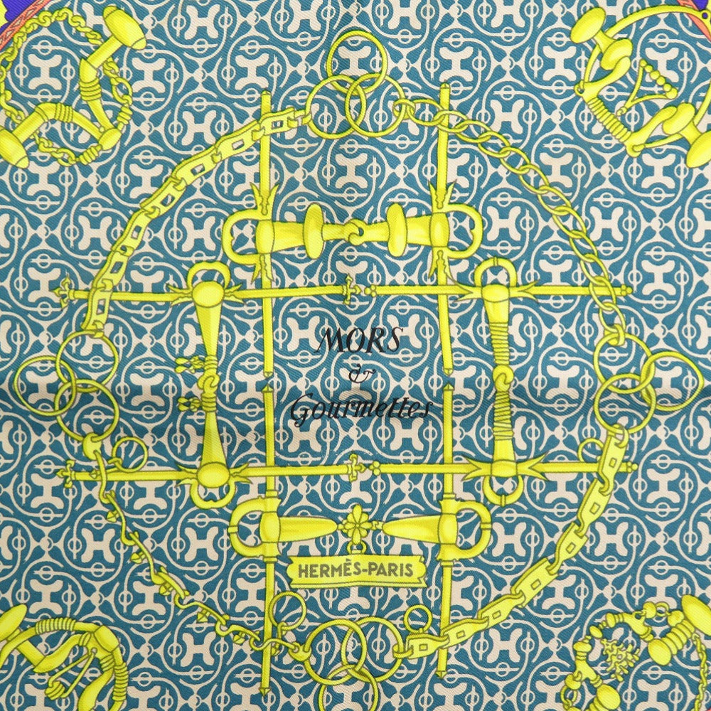 美品 エルメス カレ45 MORS et Gourmettes 馬銜と鎖 シルク マルチカラー スカーフ 0194【中古】HERMES