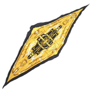 美品 エルメス プリーツ ロサンジュ シルク ブラック スカーフ 黒 0199【中古】HERMES