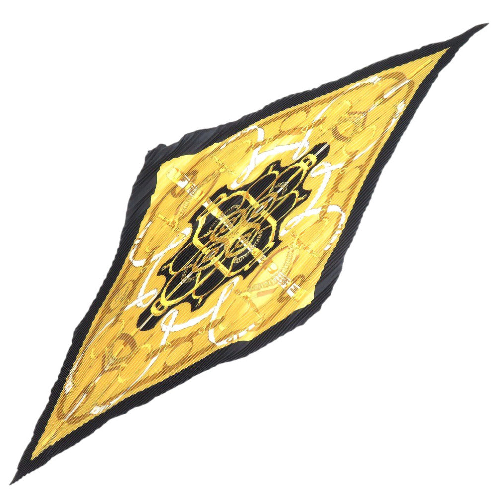 美品 エルメス プリーツ ロサンジュ シルク ブラック スカーフ 黒 0199【中古】HERMES