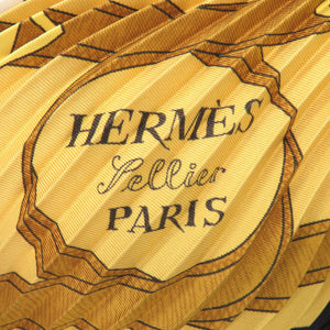 美品 エルメス プリーツ ロサンジュ シルク ブラック スカーフ 黒 0199【中古】HERMES
