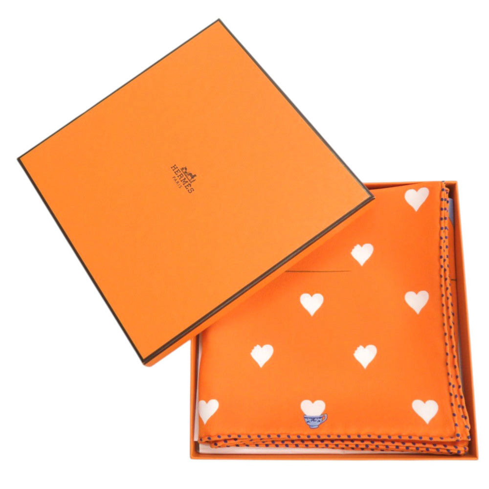 新品同様 エルメス カレ70 TEA TIME ティータイム シルク オレンジ スカーフ 0202【中古】HERMES