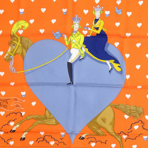 新品同様 エルメス カレ70 TEA TIME ティータイム シルク オレンジ スカーフ 0202【中古】HERMES