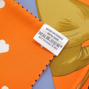 新品同様 エルメス カレ70 TEA TIME ティータイム シルク オレンジ スカーフ 0202【中古】HERMES