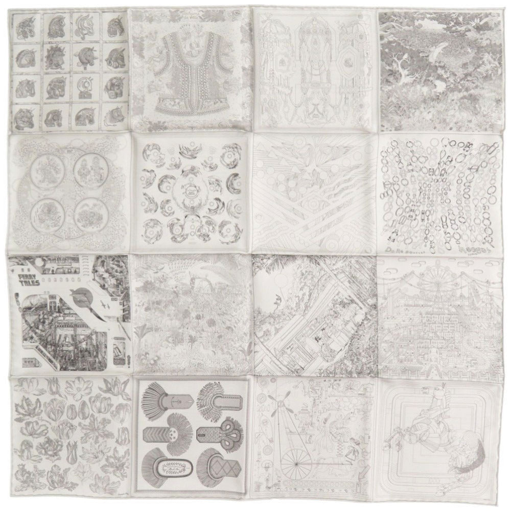 未使用品 エルメス カレ60 ダブルフェイス ロボカバール シルク グレー スカーフ 0203【中古】HERMES