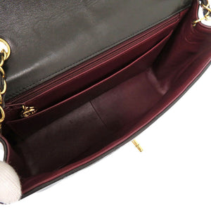 シャネル ダイアナ マトラッセ ラムスキン ブラック ショルダーバッグココマーク 黒 0206【中古】CHANEL