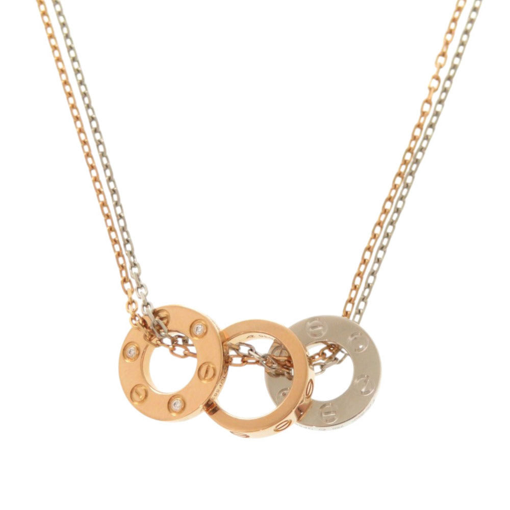 美品 カルティエ ラブ K18PG K18WG ダイヤモンド 750PG 750WG ピンクゴールド ホワイトゴールド ネックレス ジュエリー 0208【中古】CARTIER