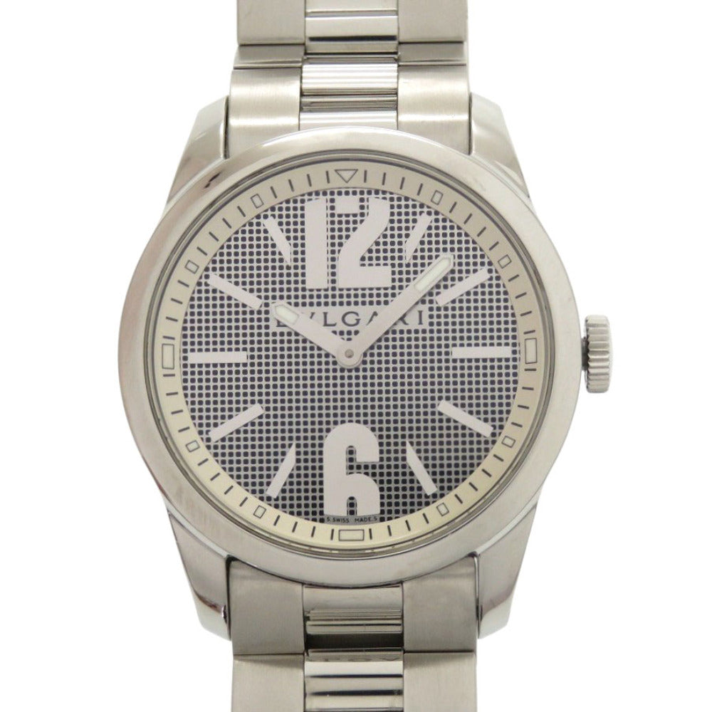 ブルガリ ソロテンポ ST37S SS ブラック クオーツ 腕時計 黒文字盤 0215【中古】BVLGARI