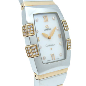 美品 オメガ コンステレーション クアドレラ 1286.75 クオーツ 腕時計 SS/ダイヤモンド/ピンクゴールド ホワイトシェル 0219【中古】OMEGA レディース
