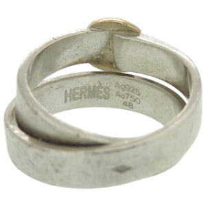 エルメス ダブルトゥルー #48 8号 シルバー925 K18ゴールド シルバー リング 指輪 0222【中古】HERMES