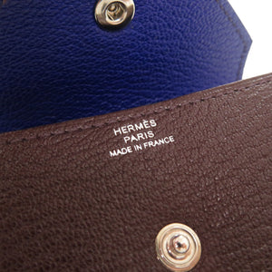 未使用 エルメス ル ヴァン キャトル ヴェルソ シェーブル ルージュセリエ ブルーエレクトリック シルバー金具 Z刻印(2021年製) コインケース 財布 0223 【中古】 HERMES