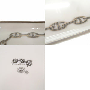新品同様 エルメス シェーヌダンクル プレート 皿 長方形 Chaine d'Ancre 陶器 グレー 0224【中古】HERMES