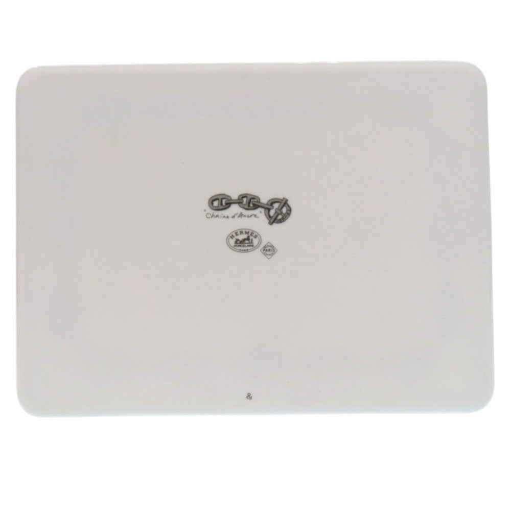 新品同様 エルメス シェーヌダンクル プレート 皿 長方形 Chaine d'Ancre 陶器 グレー 0224【中古】HERMES