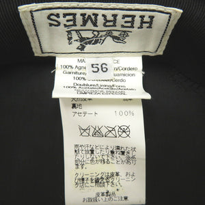 美品 エルメス ベレー帽 帽子 ムートン レザー ブラウン サイズ56 0225【中古】HERMES