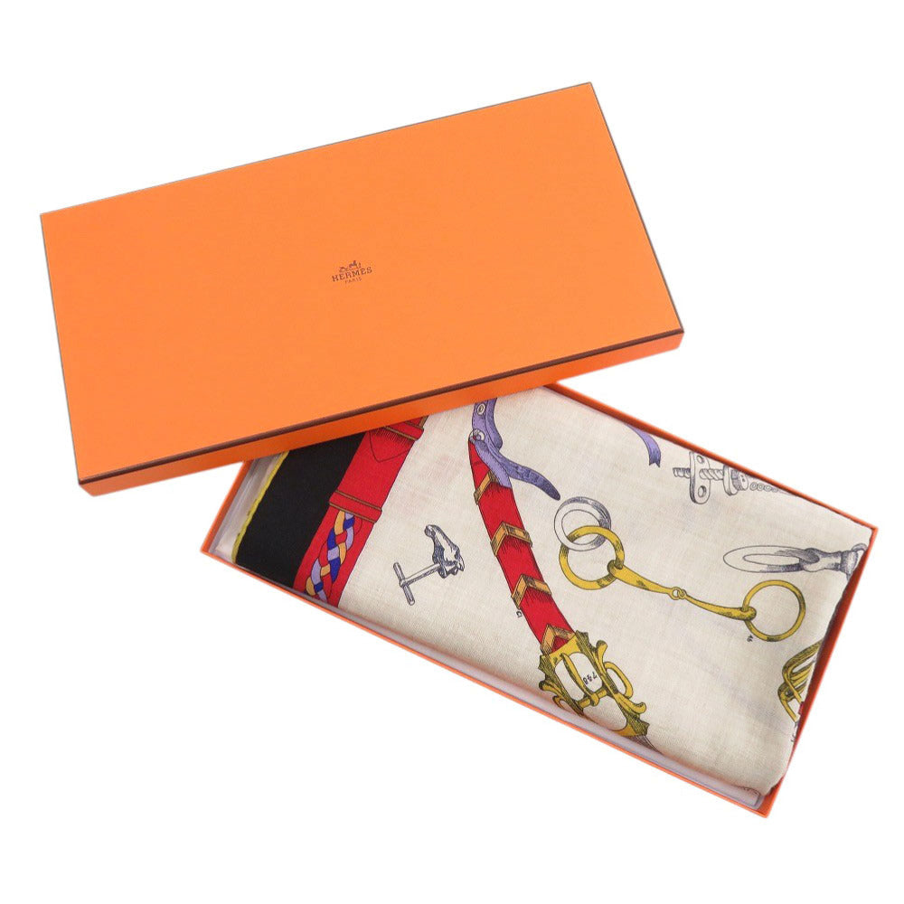 新品同様 エルメス カレジェアン カレ140 シュヴォー デシェネ カシミヤ シルク マルチカラー スカーフ 0227【中古】HERMES